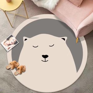 Round cute imitation cashmere cartoon non-slip soft floor mat