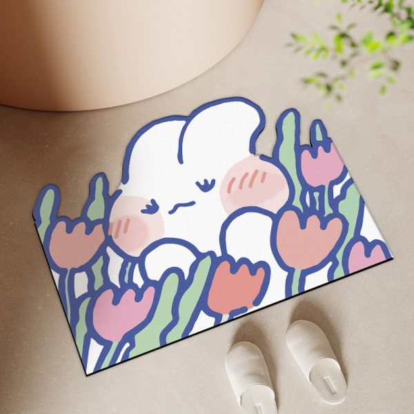 Cute childlike cartoon bunny bear floor mat