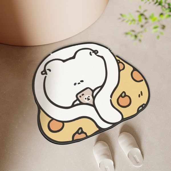 Cute childlike cartoon bunny bear floor mat