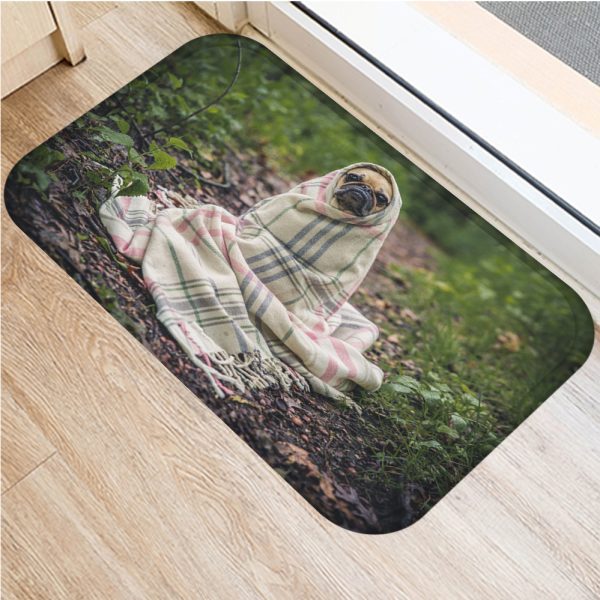 Cute puppy flannel soft non slip bath mat