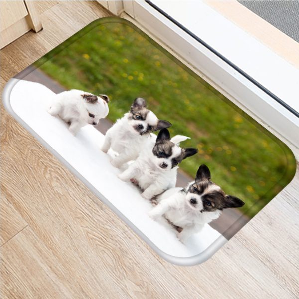 Cute puppy flannel soft non slip bath mat