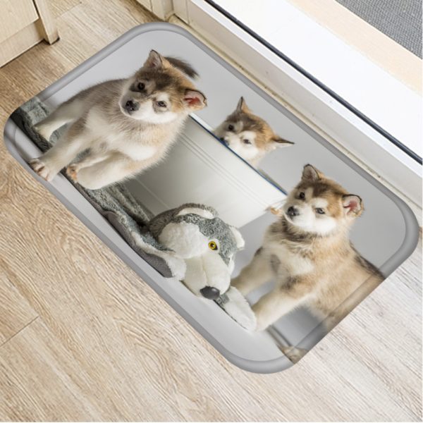 Cute puppy flannel soft non slip bath mat