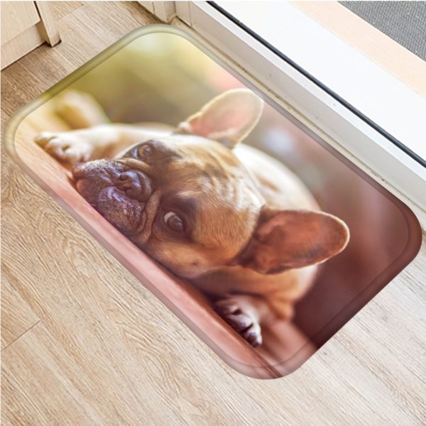 Cute puppy flannel soft non slip bath mat