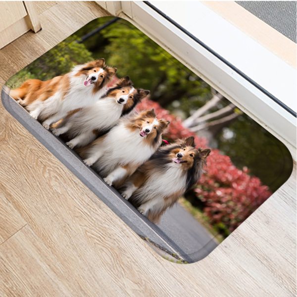 Cute puppy flannel soft non slip bath mat