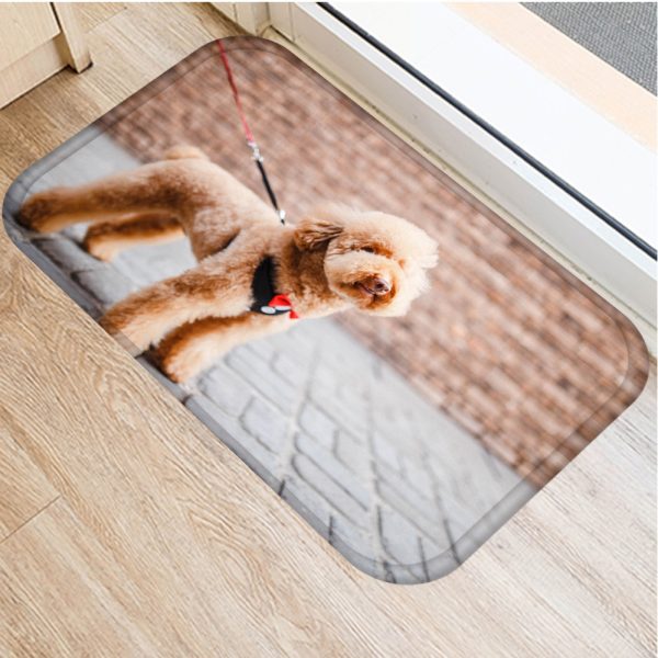 Cute puppy flannel soft non slip bath mat