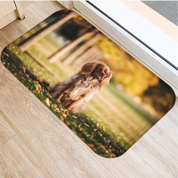 Cute puppy flannel soft non slip bath mat