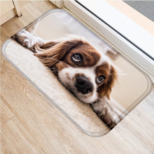 Cute puppy flannel soft non slip bath mat