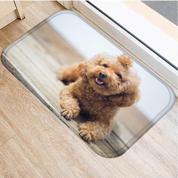 Cute puppy flannel soft non slip bath mat