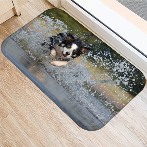 Cute puppy flannel soft non slip bath mat