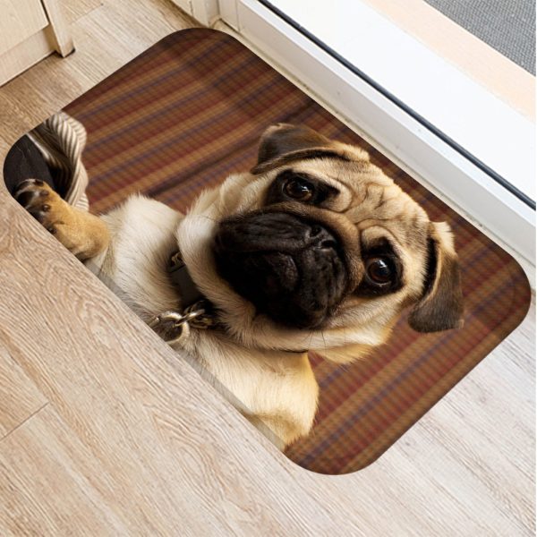 Cute puppy flannel soft non slip bath mat