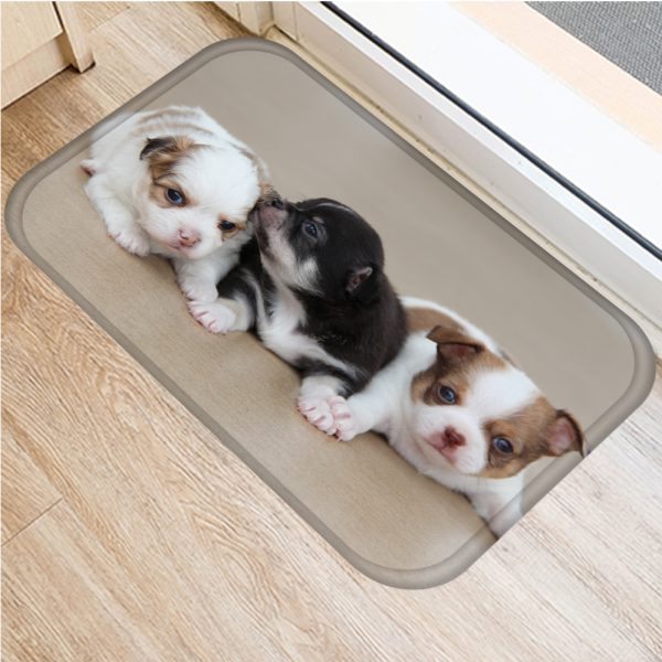 Cute puppy flannel soft non slip bath mat