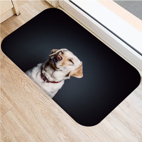 Cute puppy flannel soft non slip bath mat