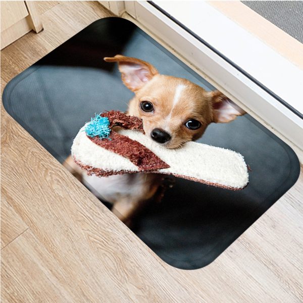 Cute puppy flannel soft non slip bath mat