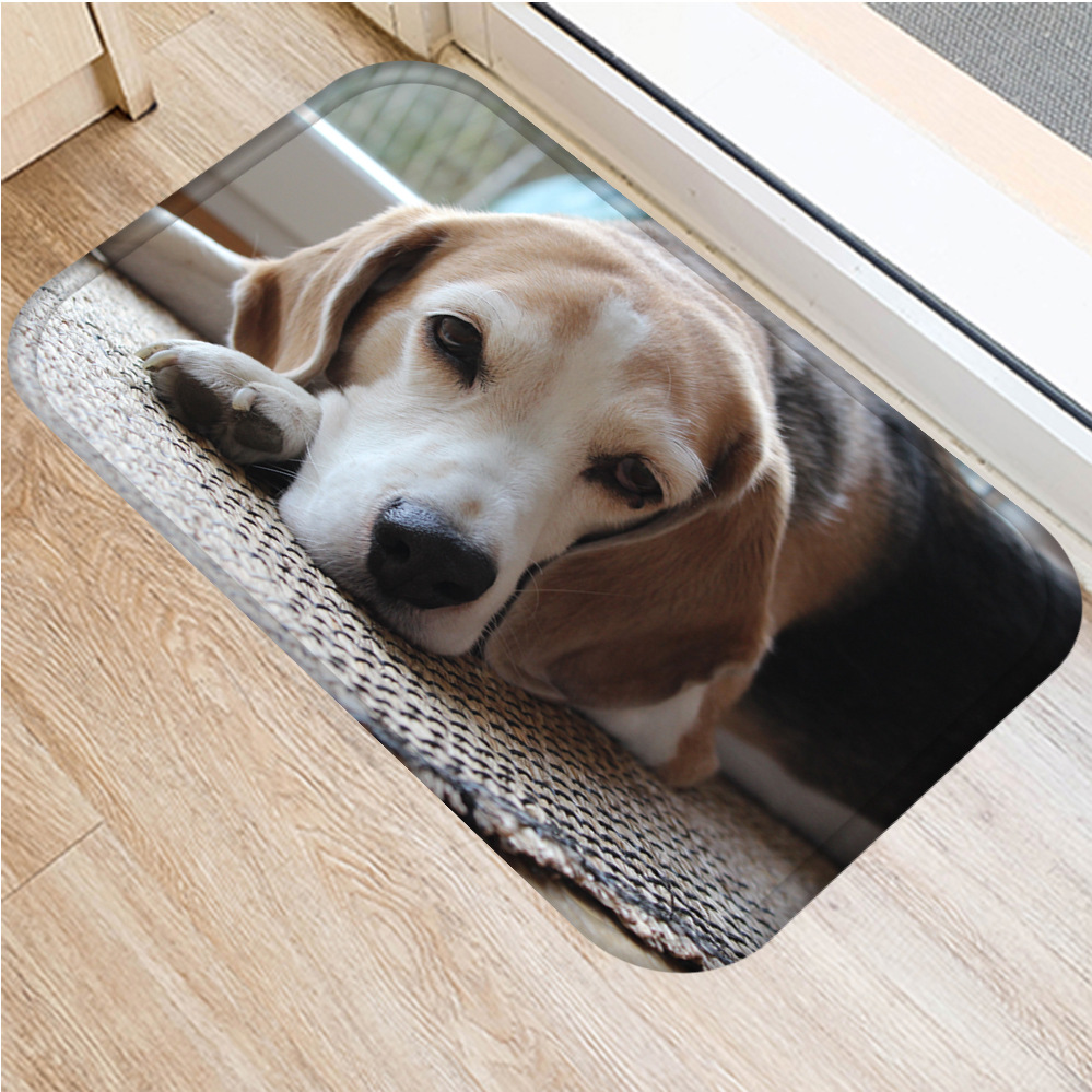 Cute puppy flannel soft non slip bath mat