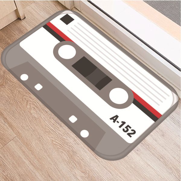 Music tape decorated flannel soft non-slip bath mat