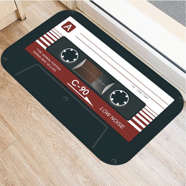 Music tape decorated flannel soft non-slip bath mat