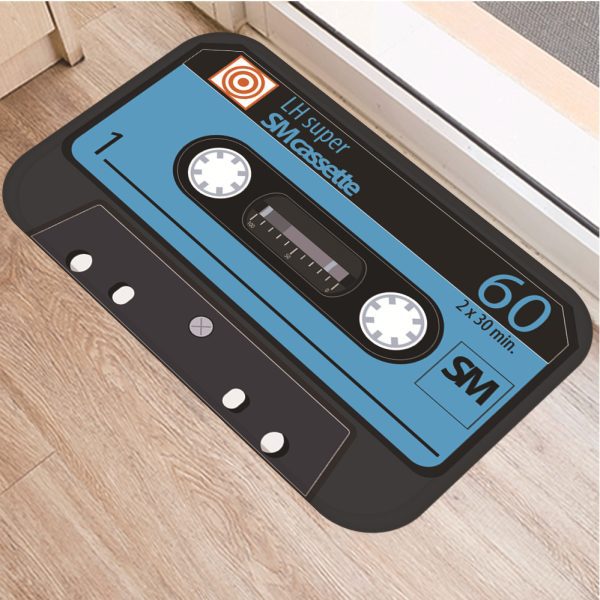 Music tape decorated flannel soft non-slip bath mat