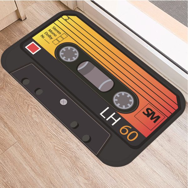 Music tape decorated flannel soft non-slip bath mat