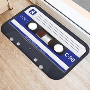 Music tape decorated flannel soft non-slip bath mat
