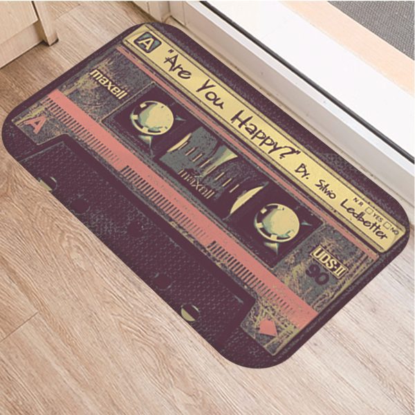 Music tape decorated flannel soft non-slip bath mat