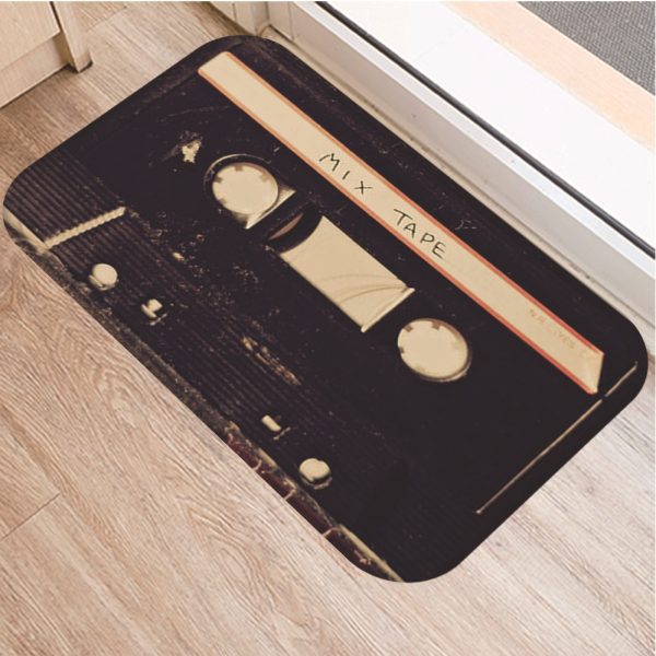 Music tape decorated flannel soft non-slip bath mat