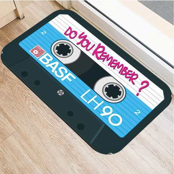 Music tape decorated flannel soft non-slip bath mat