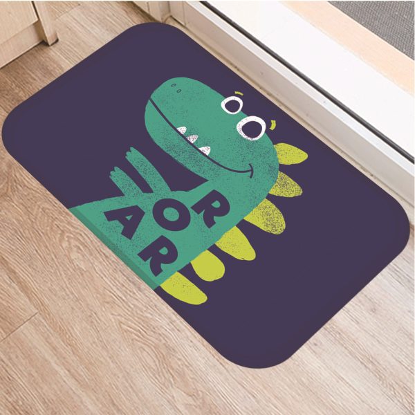 Dinosaur motifs decorated with soft absorbent bath mats