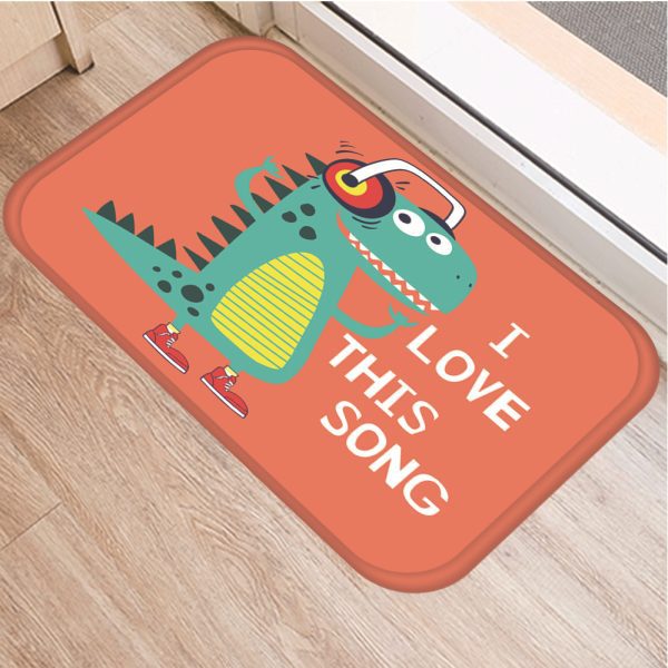 Dinosaur motifs decorated with soft absorbent bath mats