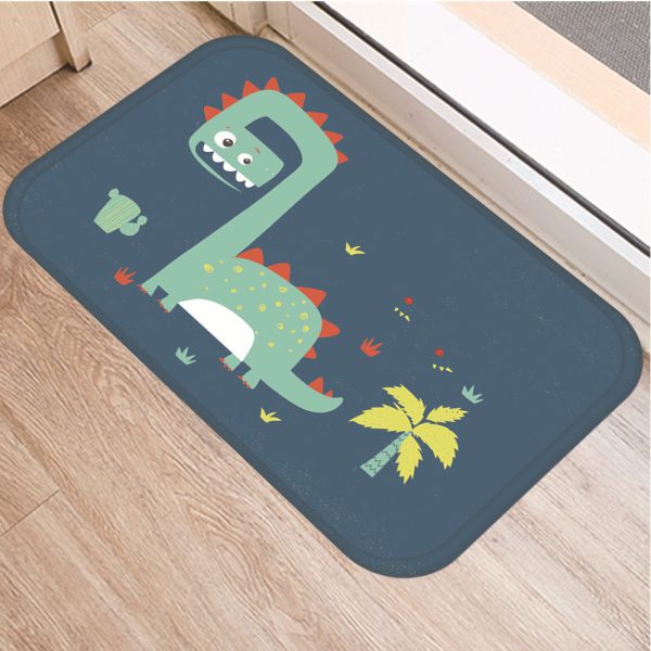 Dinosaur motifs decorated with soft absorbent bath mats