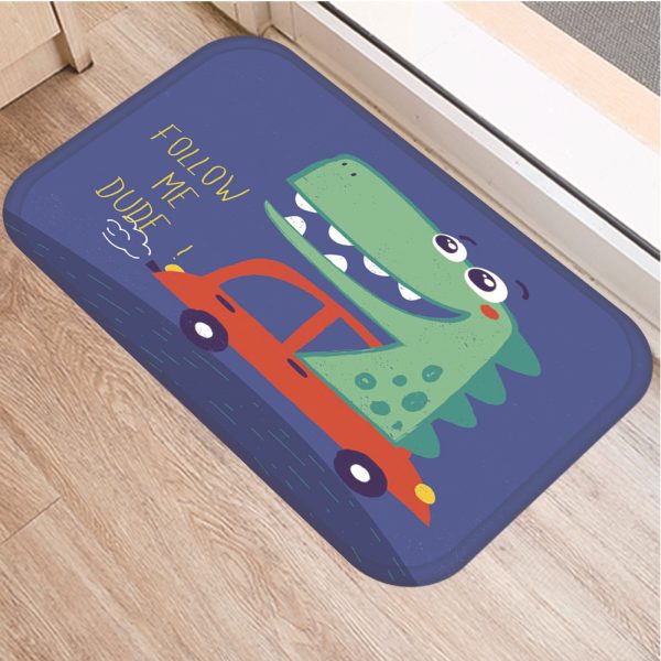 Dinosaur motifs decorated with soft absorbent bath mats