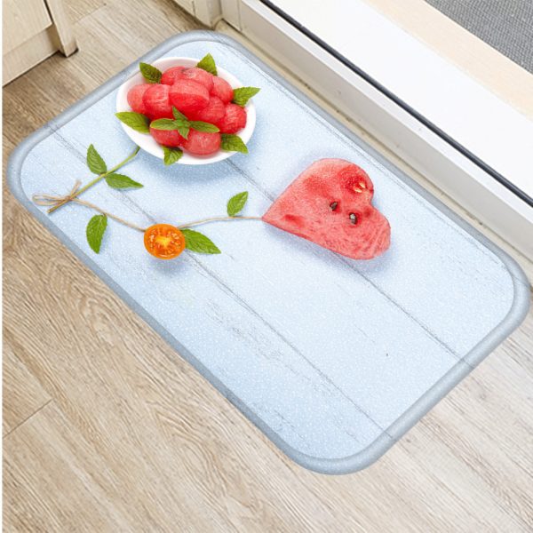 Fruit orange strawberry pattern flannel bath mat