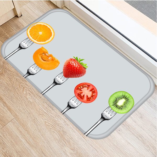 Fruit orange strawberry pattern flannel bath mat