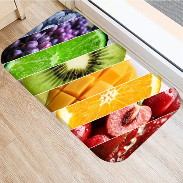 Fruit orange strawberry pattern flannel bath mat