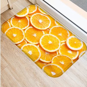 Fruit orange strawberry pattern flannel bath mat