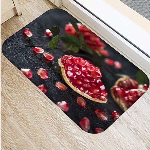 Fruit orange strawberry pattern flannel bath mat