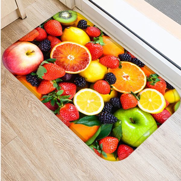 Fruit orange strawberry pattern flannel bath mat