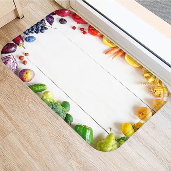 Fruit orange strawberry pattern flannel bath mat