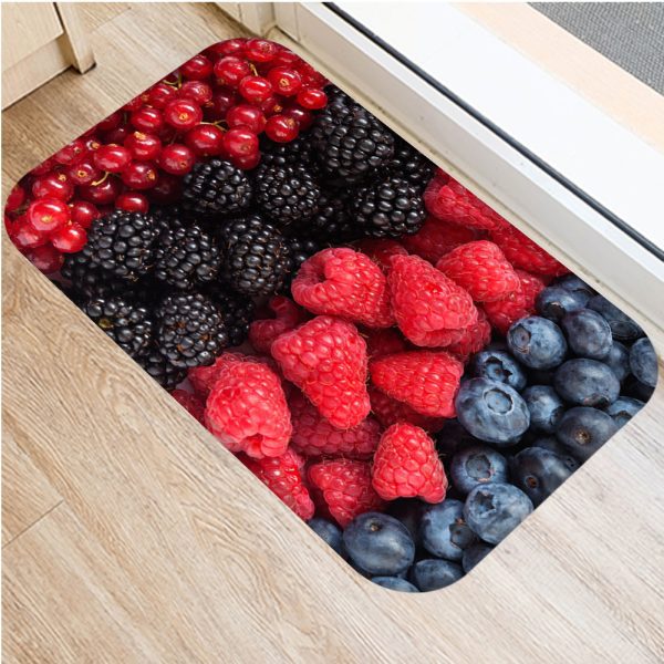 Fruit orange strawberry pattern flannel bath mat