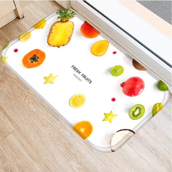 Fruit orange strawberry pattern flannel bath mat