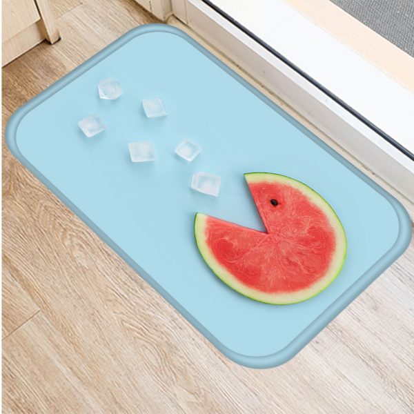 Fruit orange strawberry pattern flannel bath mat