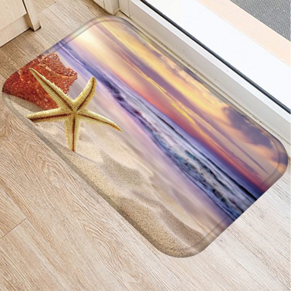 Seaside starfish shell beach decorated flannel bath mat