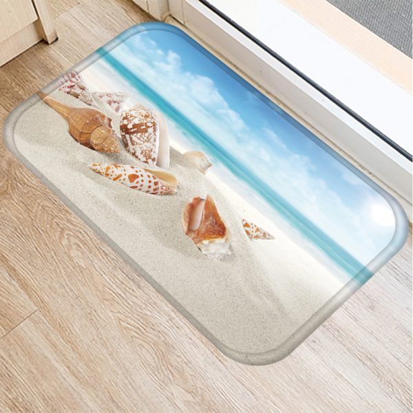 Seaside starfish shell beach decorated flannel bath mat