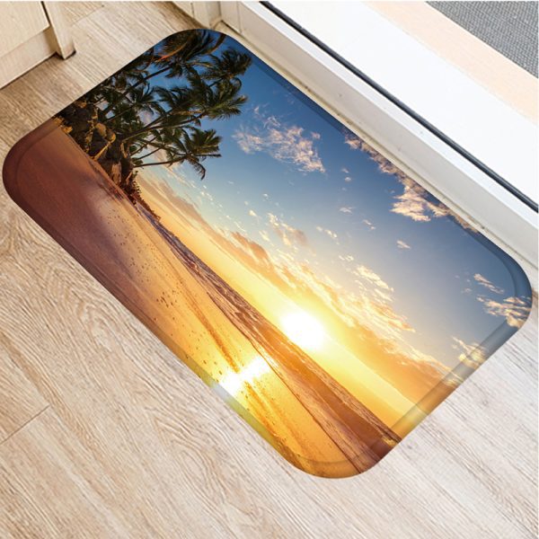 Beach sea decorated flannel bath mat