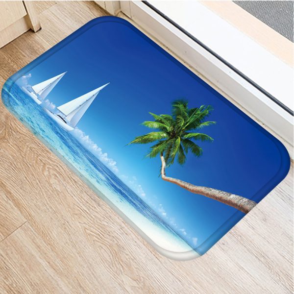 Beach sea decorated flannel bath mat