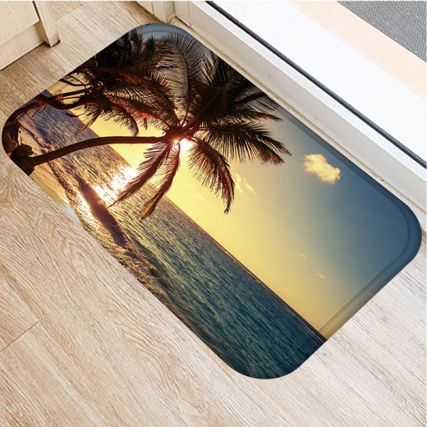 Beach sea decorated flannel bath mat