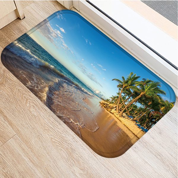 Beach sea decorated flannel bath mat