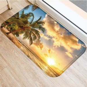 Beach sea decorated flannel bath mat