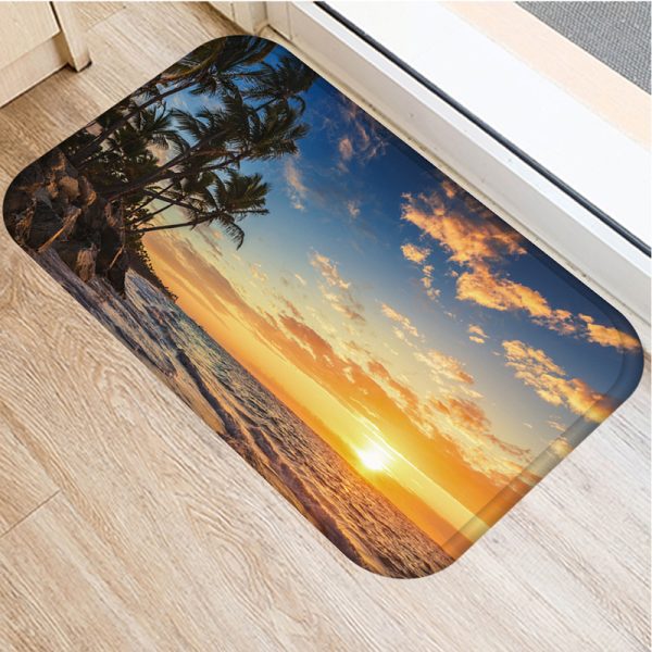 Beach sea decorated flannel bath mat