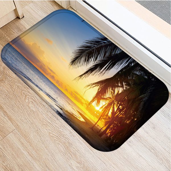 Beach sea decorated flannel bath mat