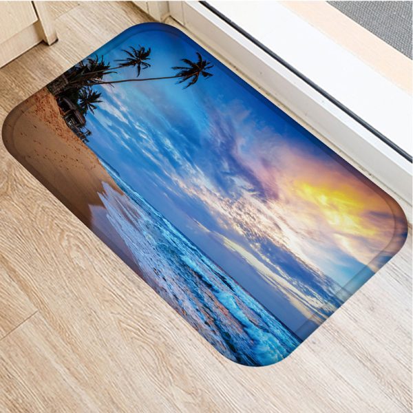 Beach sea decorated flannel bath mat